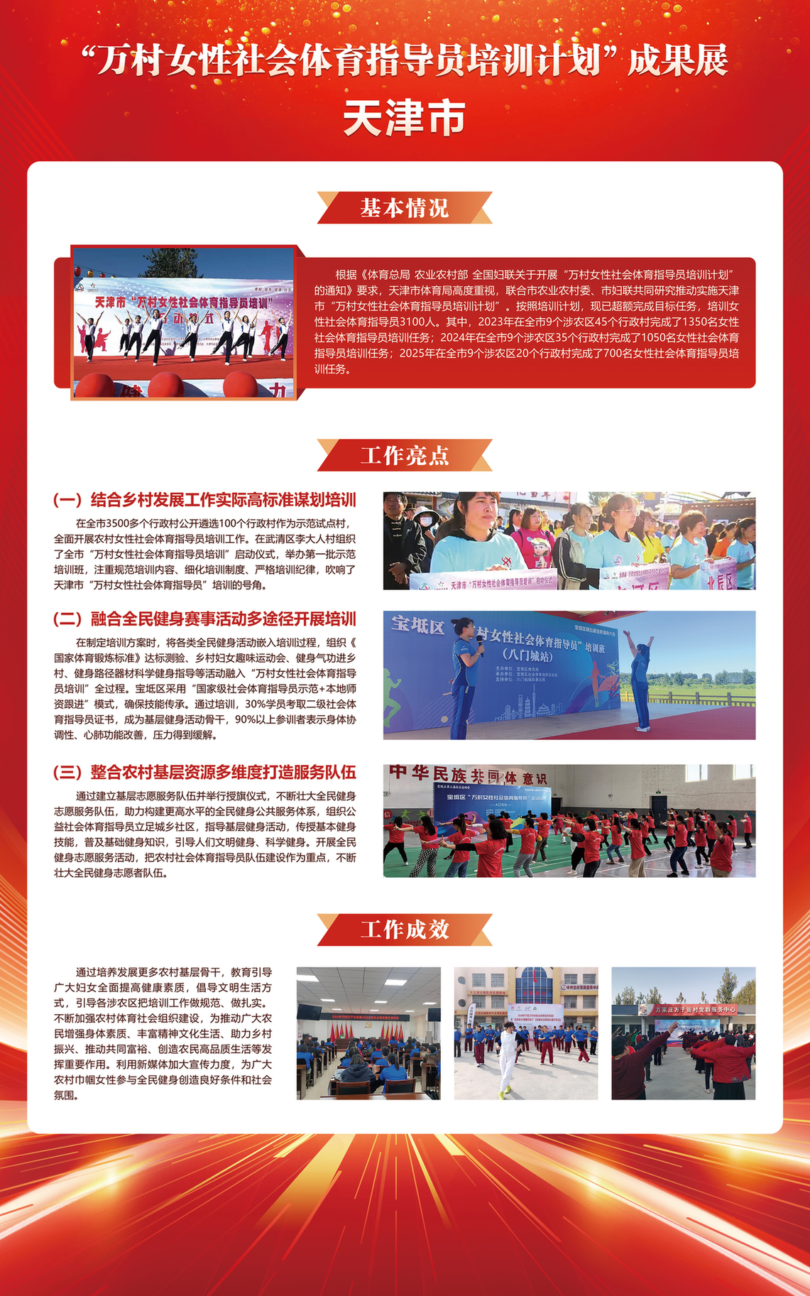 “国家示范+本地跟进”：天津创新模式培育农村女性社会体育指导员成效显著