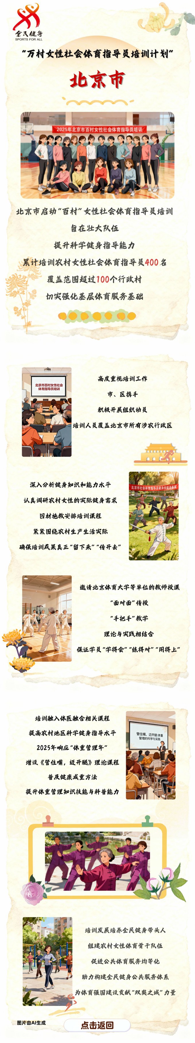 【万村女性社会体育指导员培训计划回眸】北京市