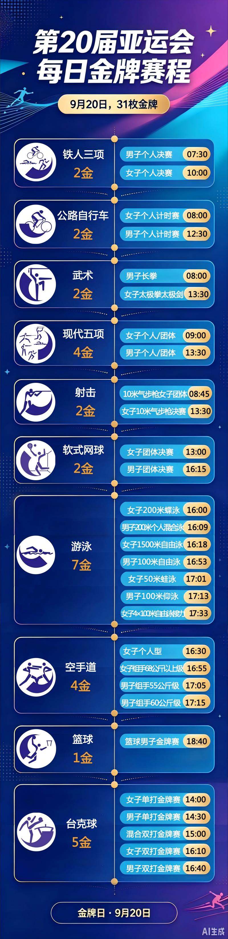 第二十届亚洲运动会在名古屋开幕 首个比赛日将诞生31枚金牌
